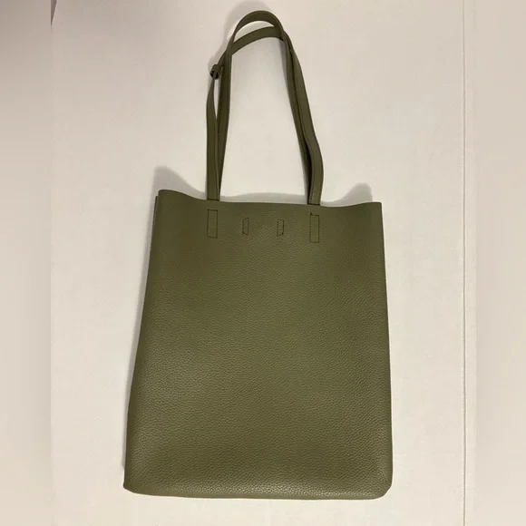 New! Rubi By The Cotton On Leatherette Tote Bag Olive Green Color - Picture 1 of 6